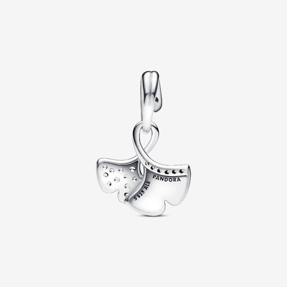 Pandora Double Gingko Leaves Sparkling Dangle Charm - Picture 2 of 5